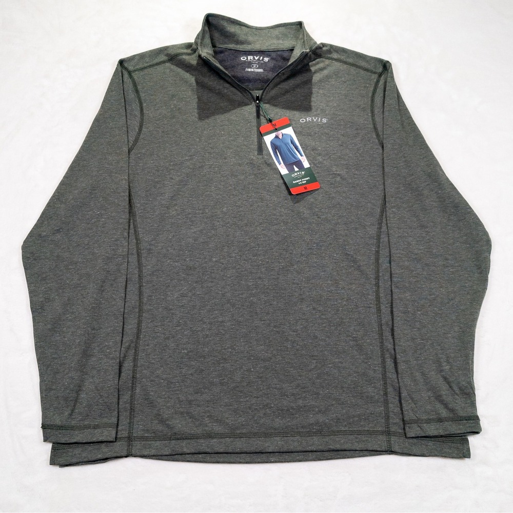 Orvis Sandy Point Quarter Zip Men M Green Dry Wick Activewear Gorpcore Outdoor